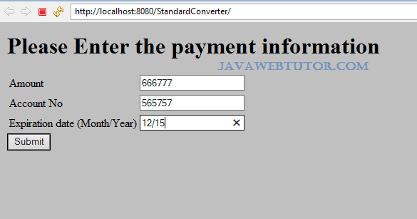 JSF Standard Converter Example