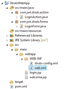 Creating an Eclipse web project using Maven and Struts 1.x 